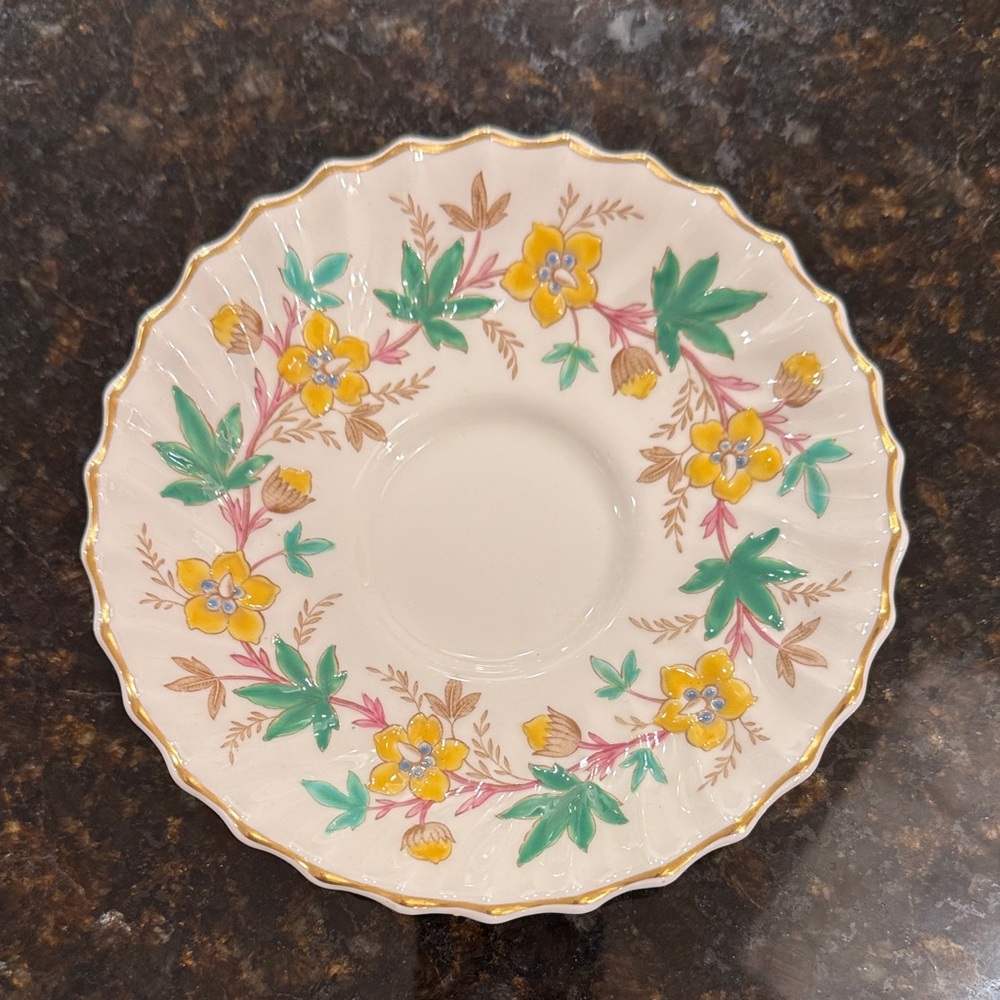 Royal Doulton Chatsworth Yellow Green bone china saucer #4796 quantity 6